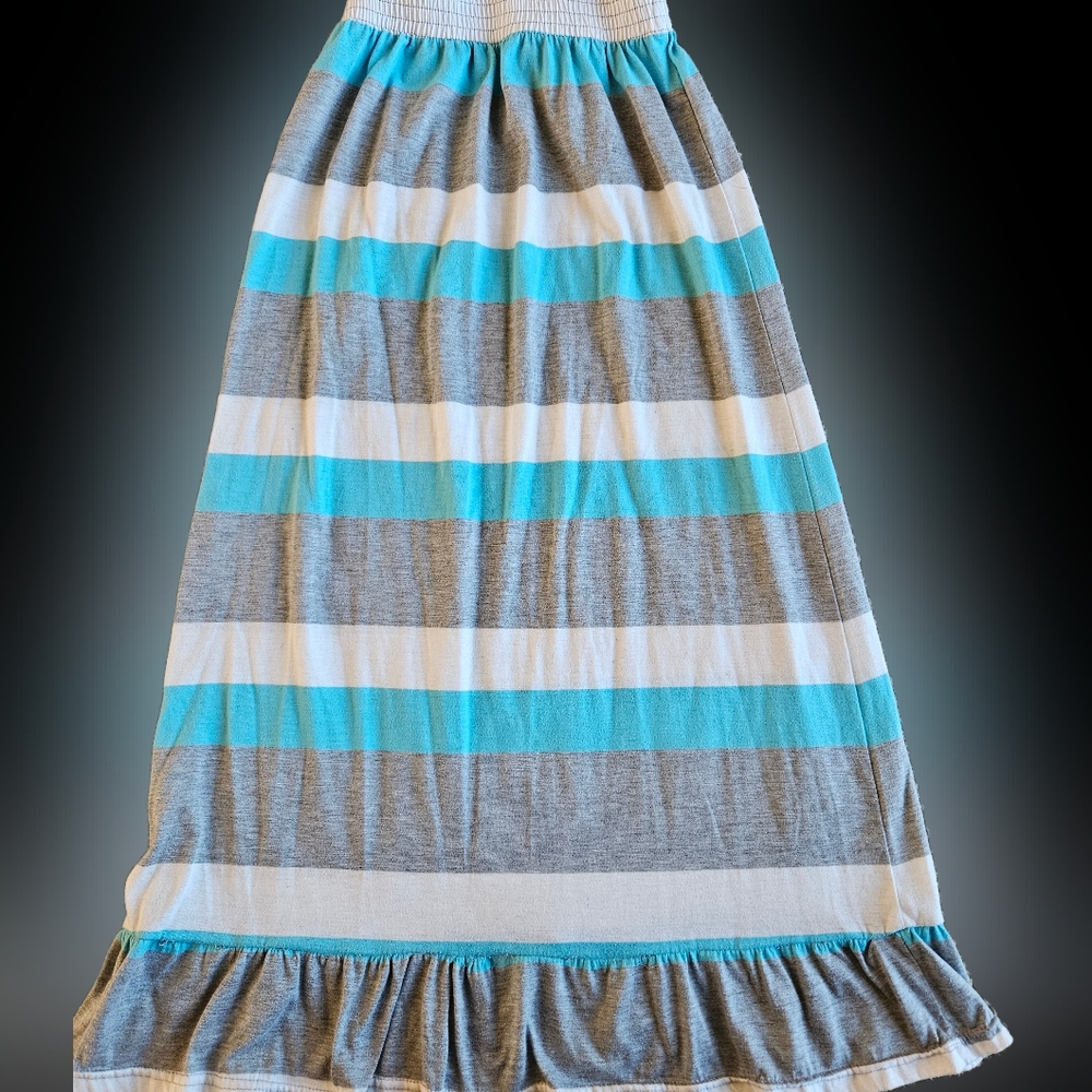 Striped Blue and Gray Maxi Skirt